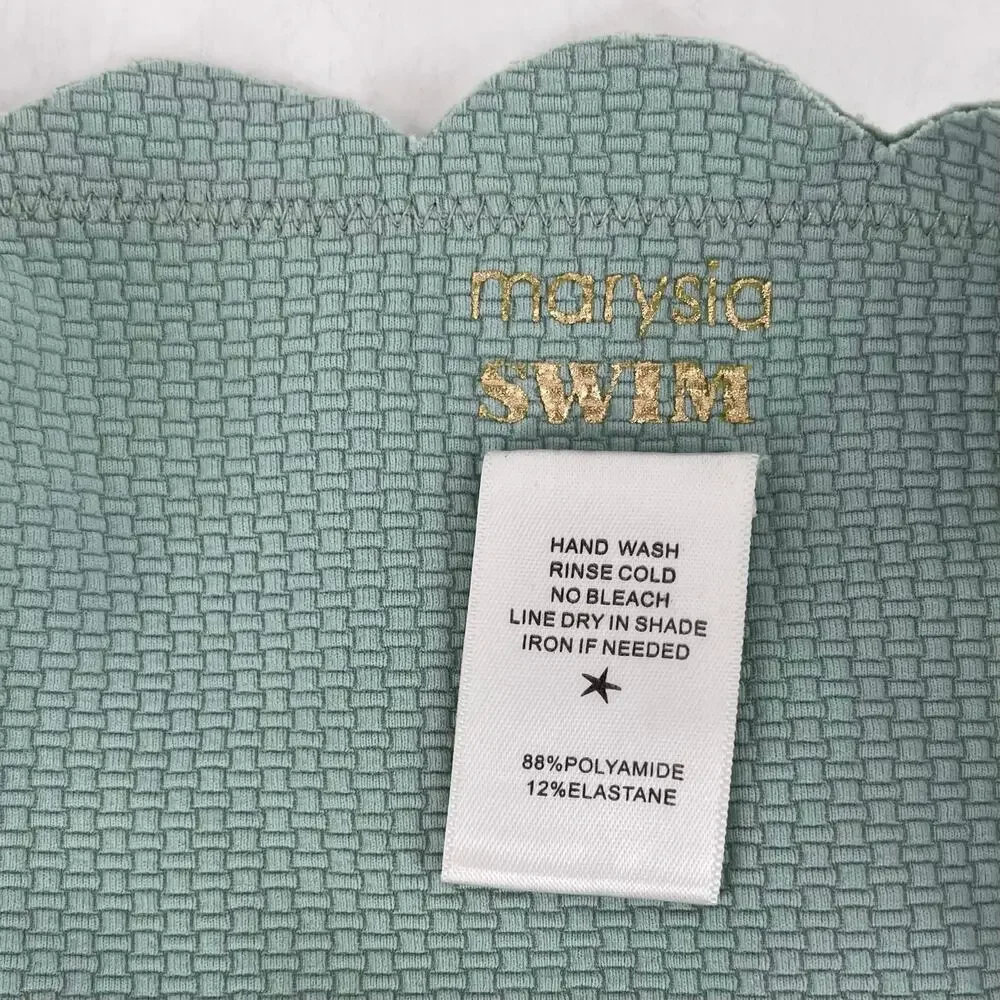 Marysia Swim‎ Women's M Green Antibes Bandeau Bikini Scalloped Strapless NWOT - Picture 8 of 9